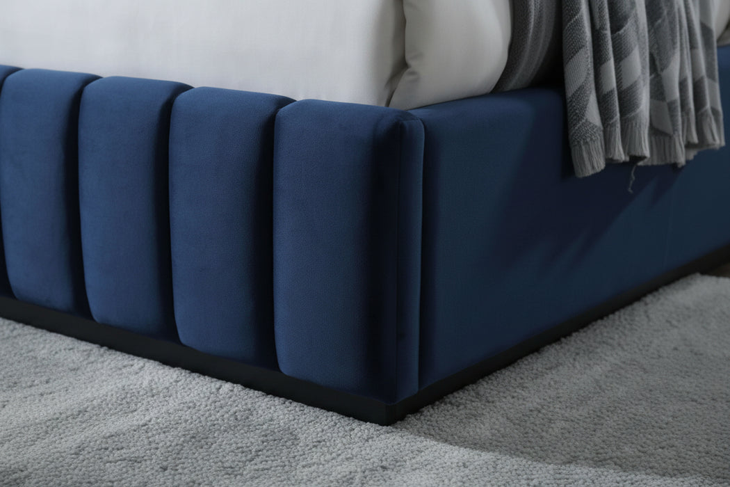 Elea King Bed in Velvet Blue