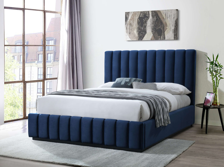 Elea King Bed in Velvet Blue