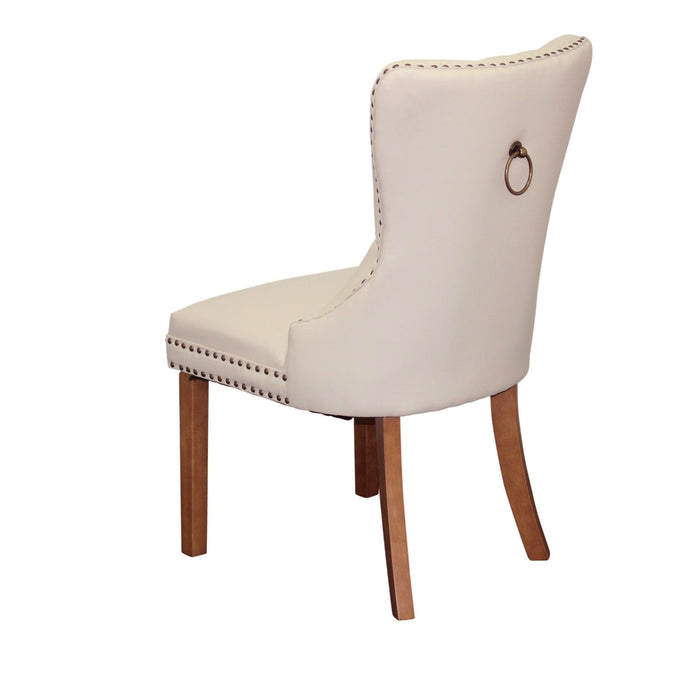 ( Set of 2 ) Elea Faux Leather Beige Dining Chairs