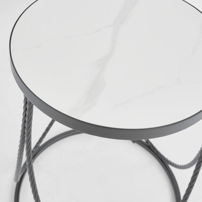 Palais Round Side Table Black & Ceramic