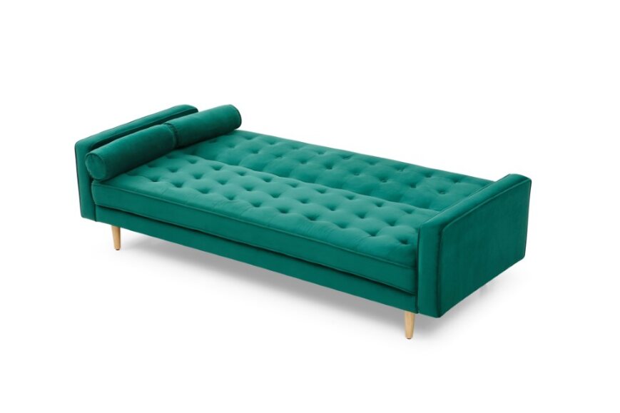 Sofia 3 Seater Sofa Bed in Velvet Fabric - Green