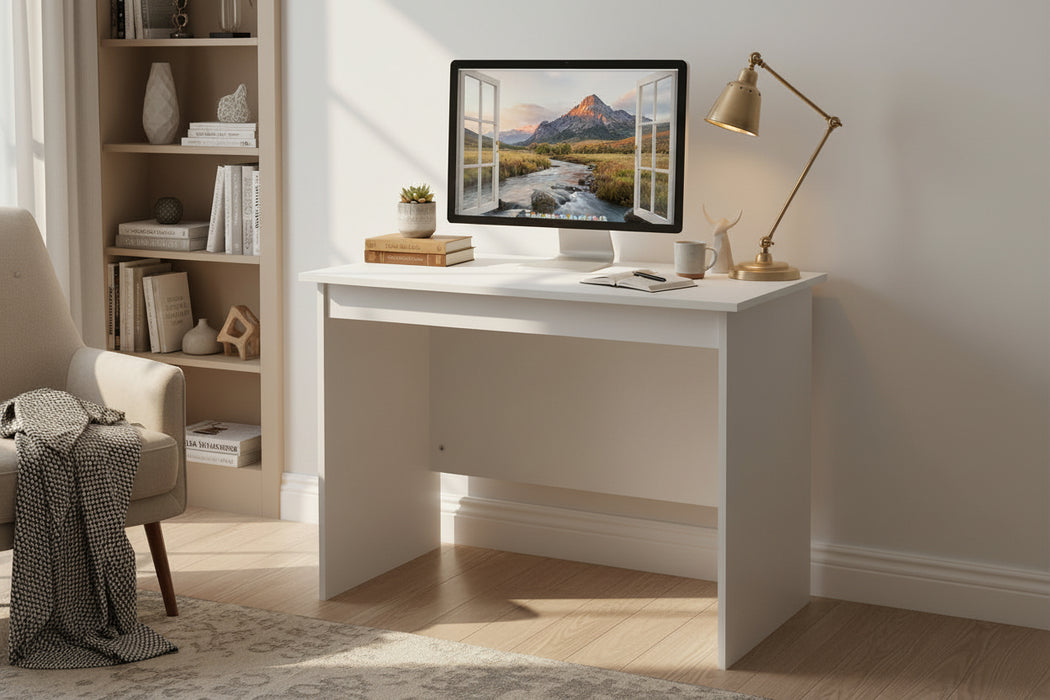 Helena Simpleline Study Desk - White 90cm