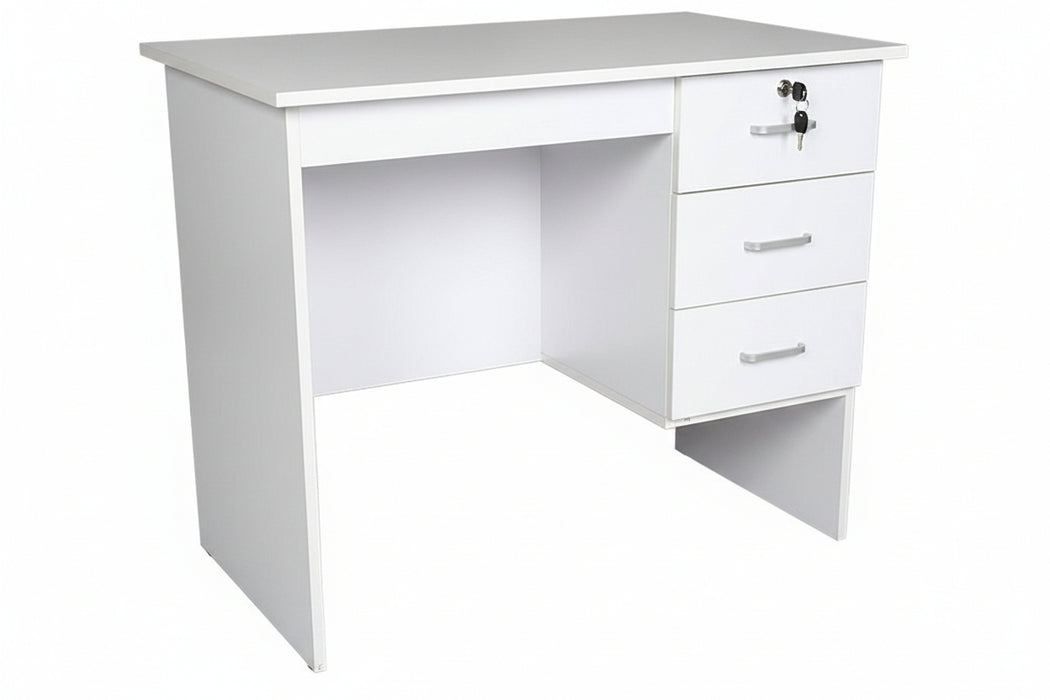 Helena 3 Drawer Study Desk - 90cm White