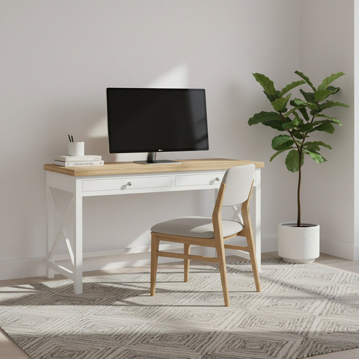 Duson 2 Drawer Acacia Wood Desk