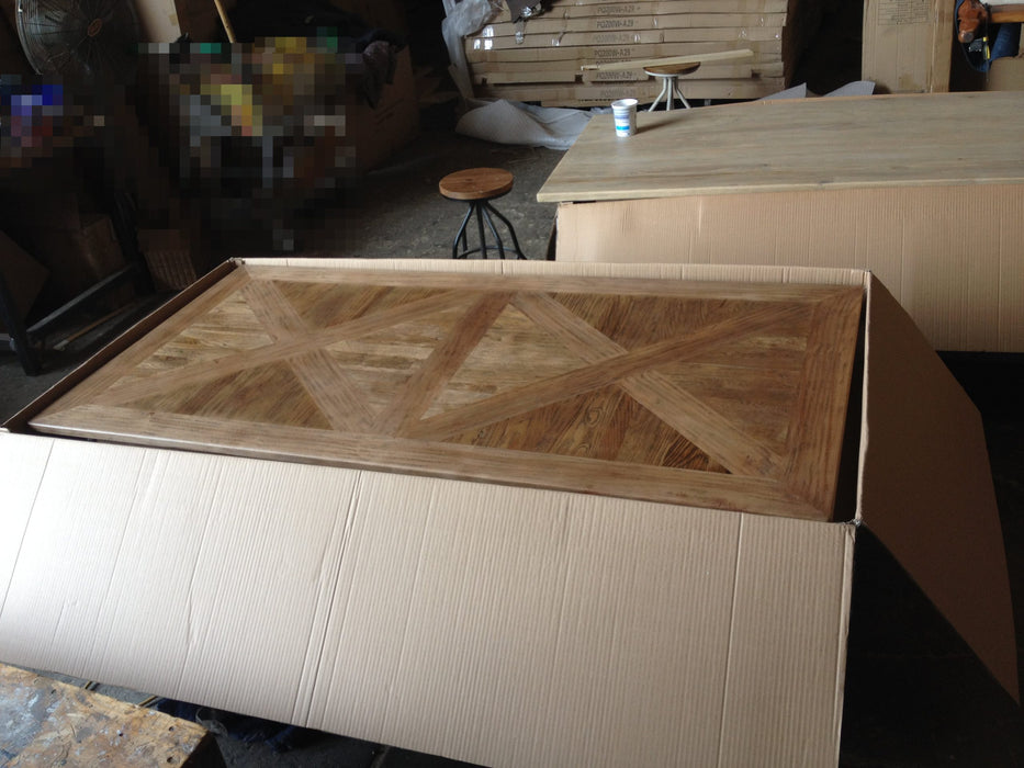 Parquetry Recycled Elm Table