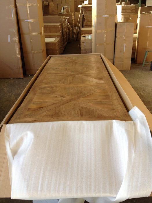 Parquetry 150cm Rectangular Recycled Elm Table