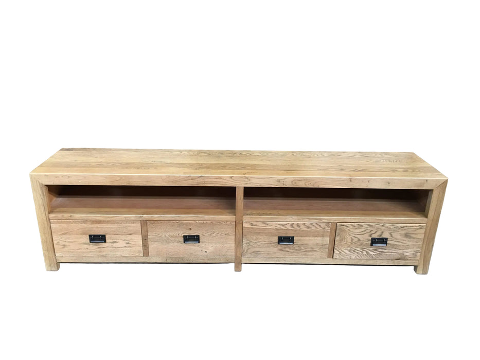 Rutheford Oak Wood 3 Drawer TV Unit, 220cm
