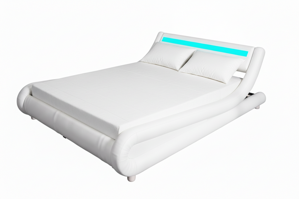 Edison Double Bed Frame Faux Leather White