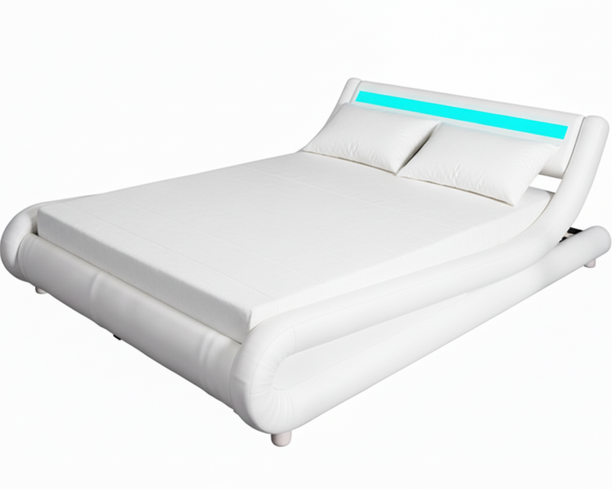 White Amal Faux Leather Bed Frame