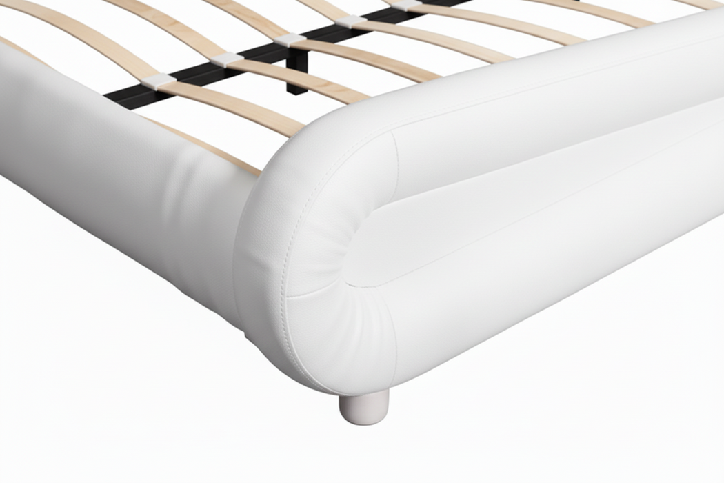 Edison Double Bed Frame Faux Leather White