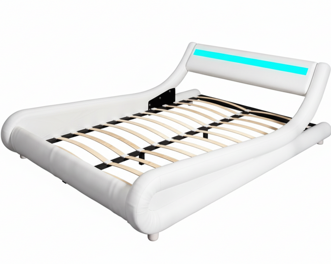 White Amal Faux Leather Bed Frame