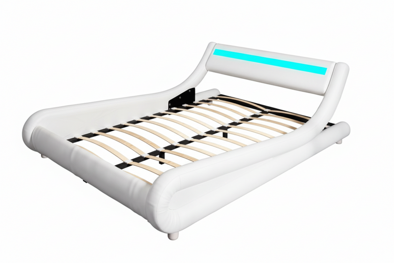 Edison Double Bed Frame Faux Leather White