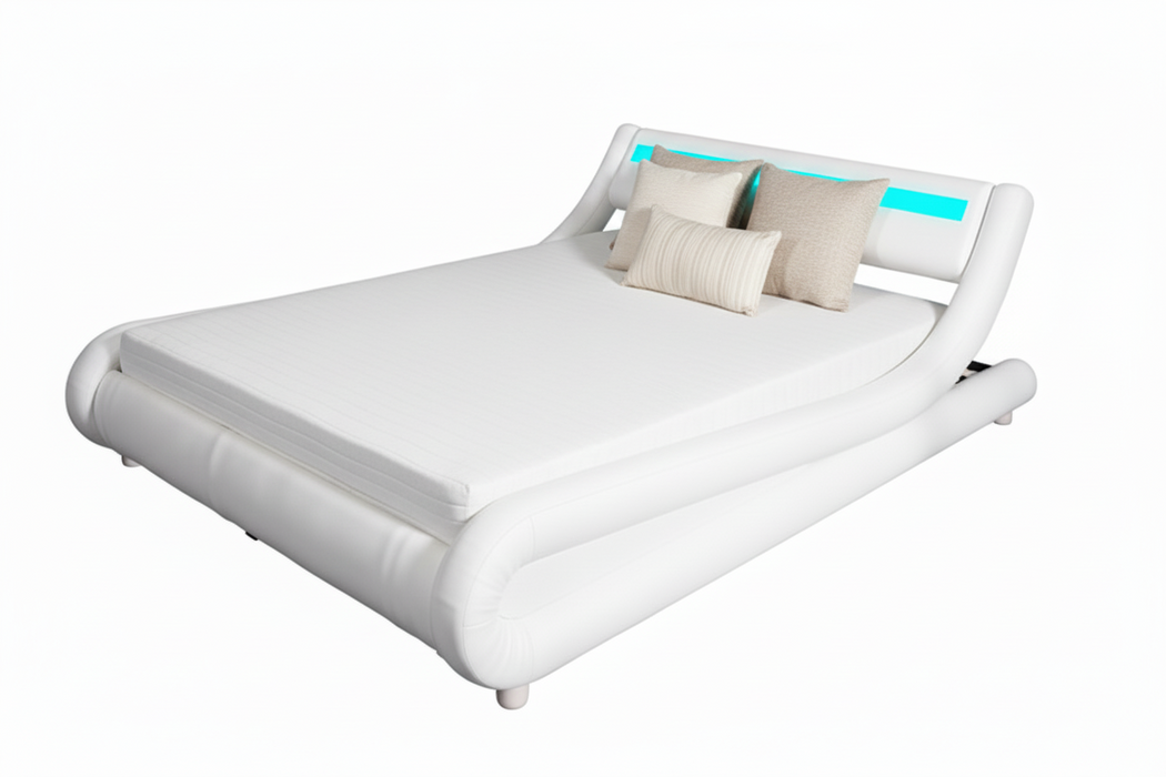 Edison Double Bed Frame Faux Leather Grey