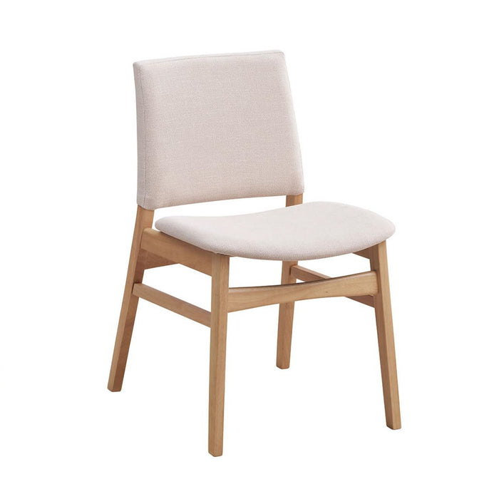 Hudson 5 Piece Extendable Dining Set - Natural Timber Table with Beige Fabric Chairs