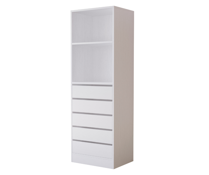 Botany 60cm Built-In Wardrobe with 5 Drawers - White