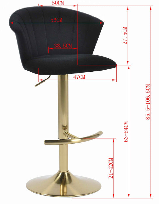 Flora Gold Velvet Gas Lift Kitchen Stool