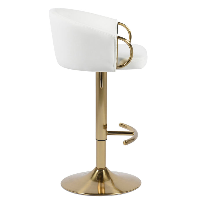 Winston Bar Stool, White Leather