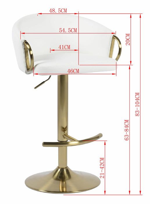 Winston Bar Stool, White Leather