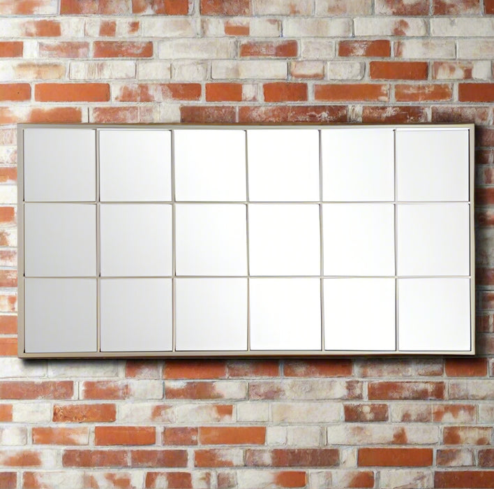 White Industrial Grid Mirror