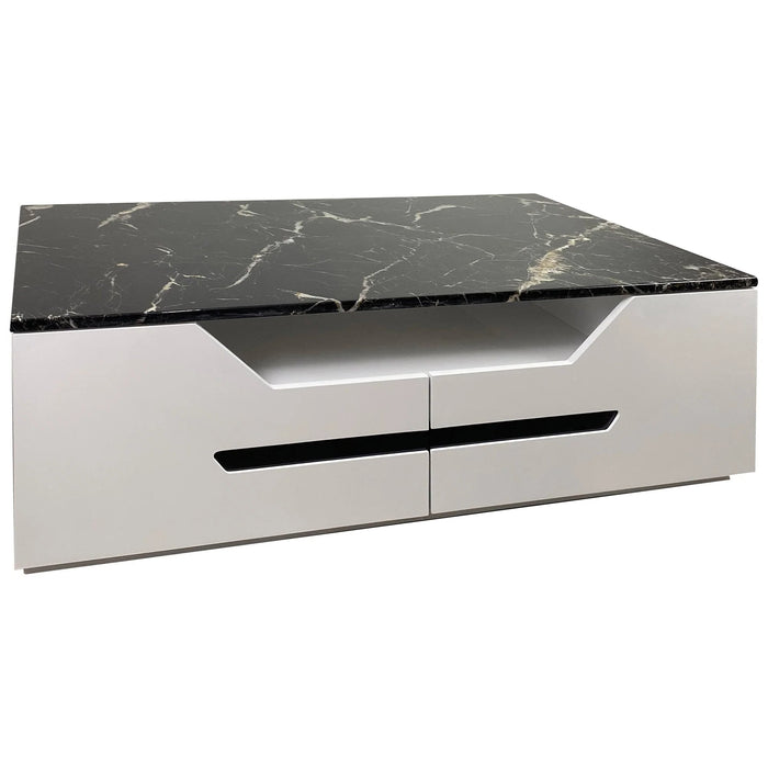 Wallis Marble Top Coffee Table with 4 Drawers  | FULLY ASSEMBLED