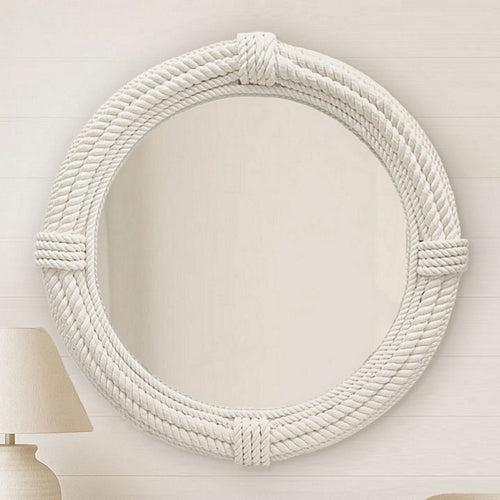 White Rope Round Wall Mirror, 100cm x 100cm
