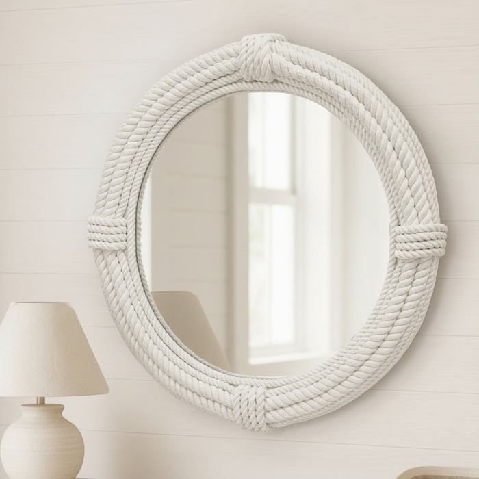 White Rope Round Wall Mirror, 100cm x 100cm