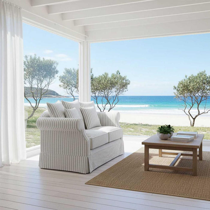 Avalon Hamptons 2 Seat Sofa Lounge Cloud Stripe - Sydney