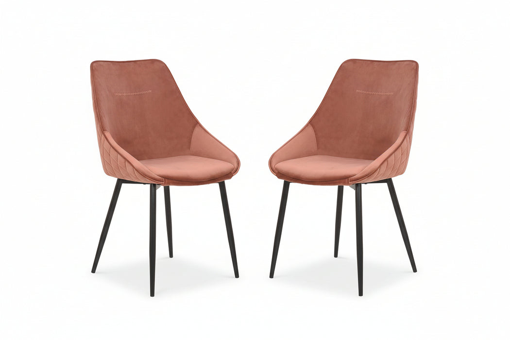 (Set of 2) Bellagio Velvet Blush Dining Chairs