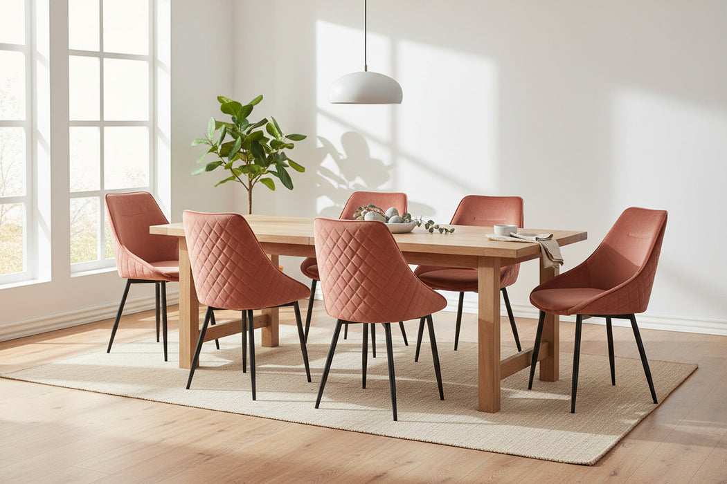 (Set of 2) Bellagio Velvet Blush Dining Chairs