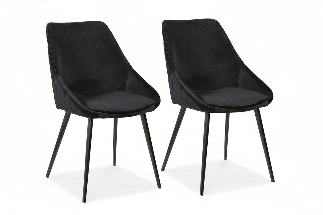 (Set of 2) Bellagio Velvet Black Dining Chairs