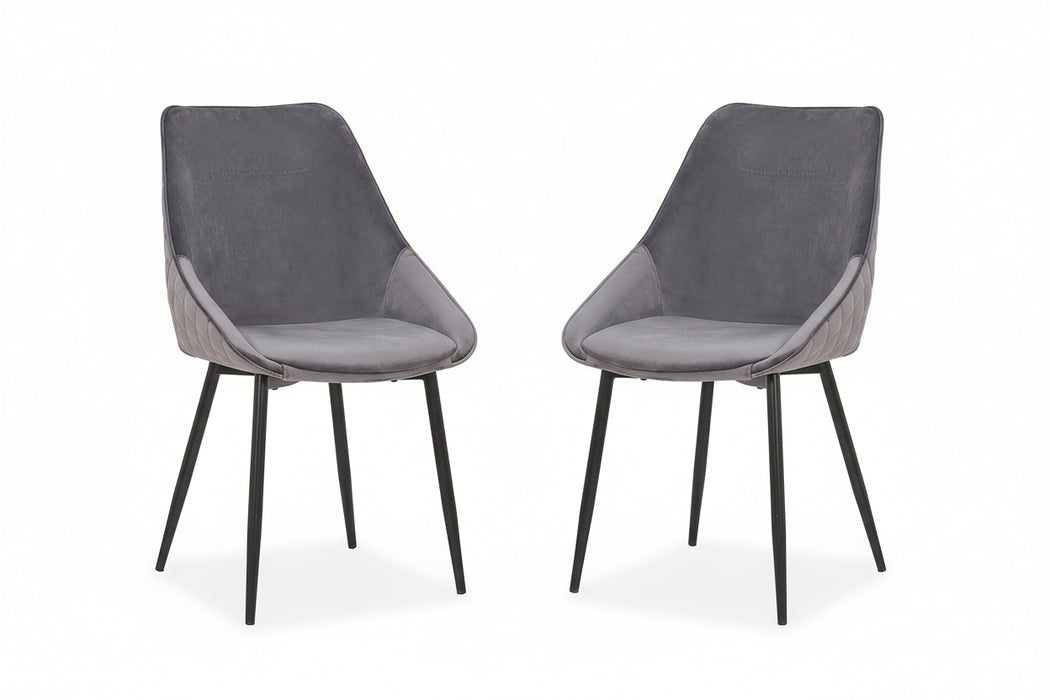 Set of 2 Bellagio Velvet Charcoal Dining Chairs