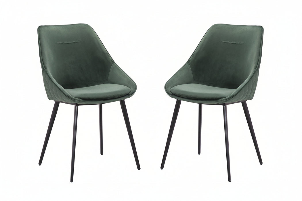 (Set of 2)  Bellagio Velvet Emerald Dining Chairs
