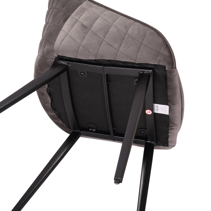 (Set of 2) Bellagio Velvet Grey Dining Chairs