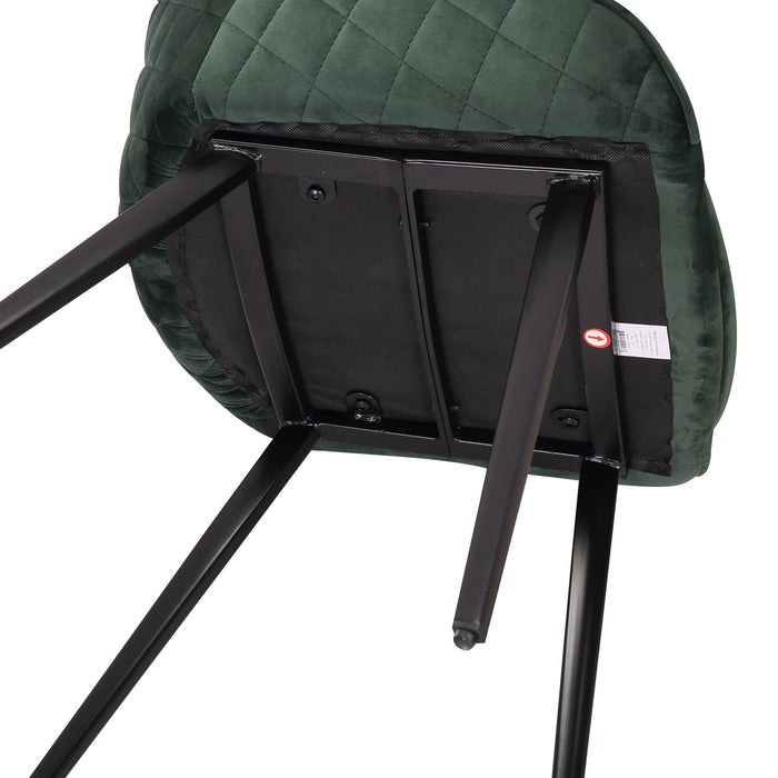 (Set of 2)  Bellagio Velvet Emerald Dining Chairs