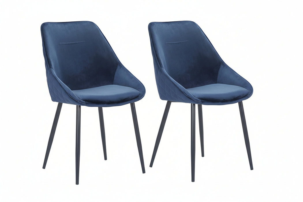 (Set of 2) Bellagio Velvet Navy Dining Chairs