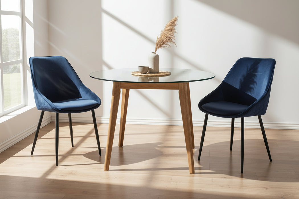 (Set of 2) Bellagio Velvet Navy Dining Chairs