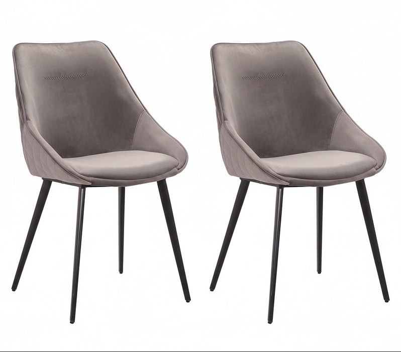 (Set of 2) Bellagio Velvet Grey Dining Chairs