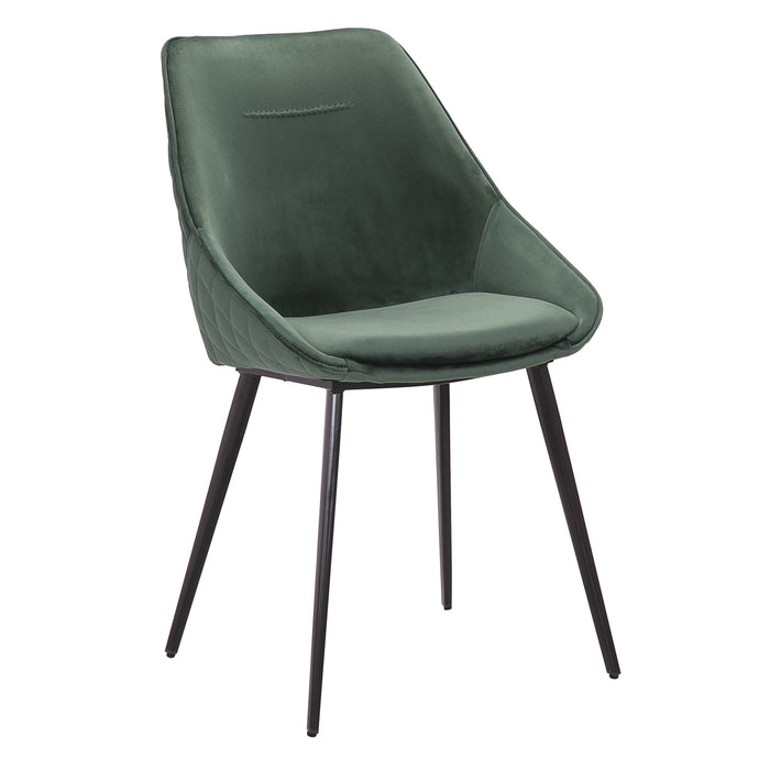 (Set of 2)  Bellagio Velvet Emerald Dining Chairs