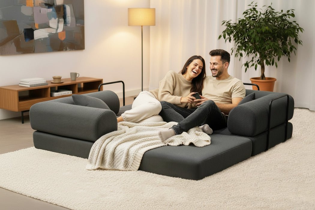 Mira 3 Seater Double Corduroy Sofa Bed