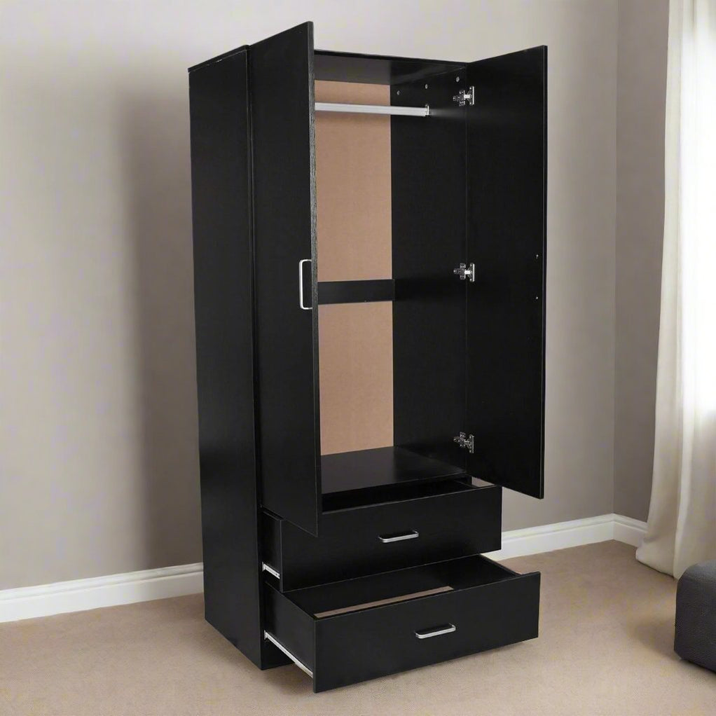 Redmond 2 Drawer Robe, White — Lj Bedding and Furnitures