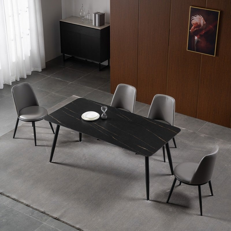 Tecia Black Matte Sintered Stone Dining Table,160cm x 80cm
