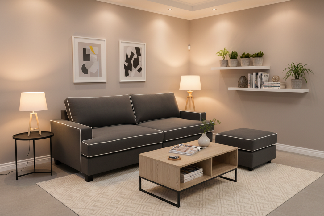 William 2.5 Seater and Ottoman Lounge T- Seat Cushions