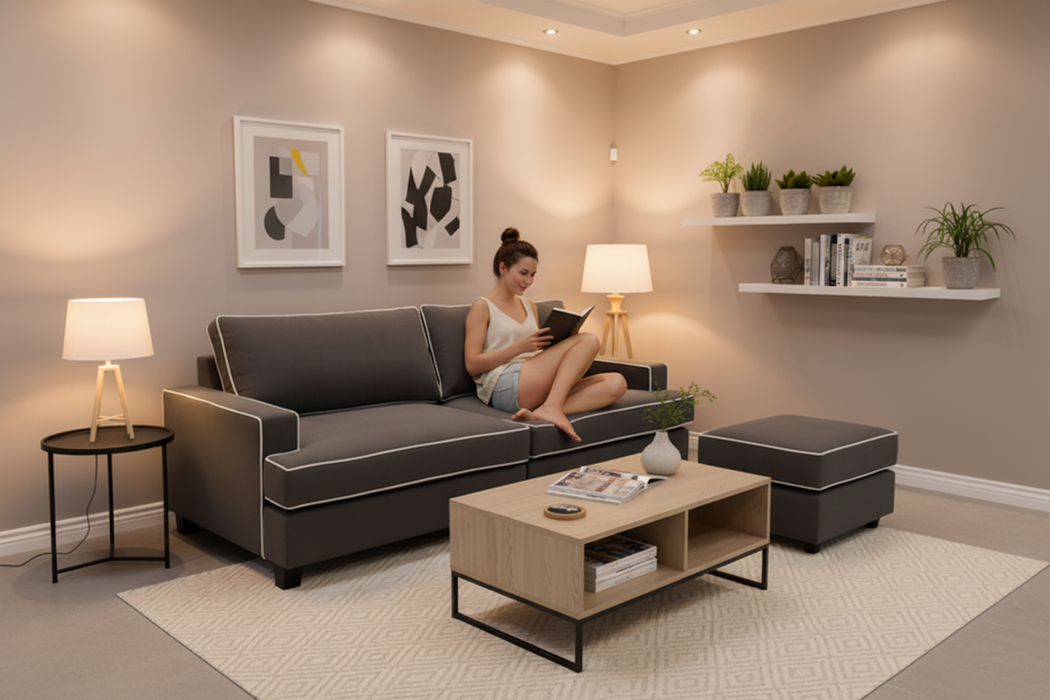 William 2.5 Seater and Ottoman Lounge T- Seat Cushions