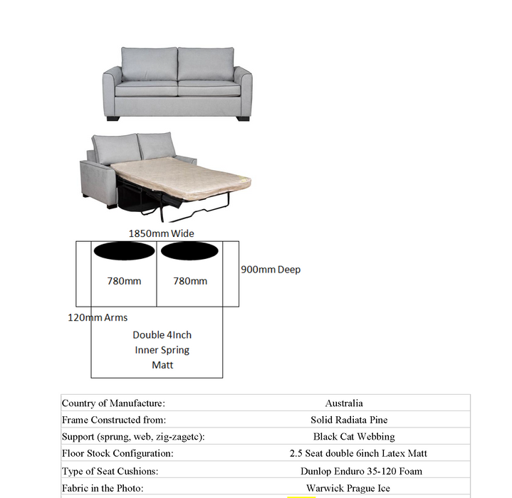 Soho 2.5 Seater Sofabed with Inner Spring Mattress
