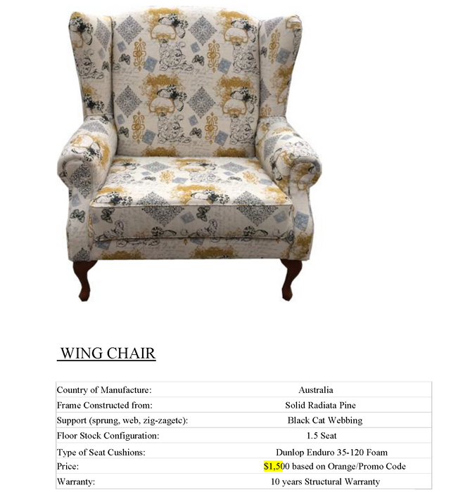 Louis King Size Wing Chair