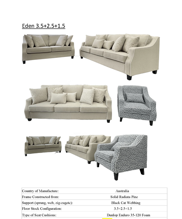 Eden 3.5 + 2.5 + 1.5 Seater Lounge