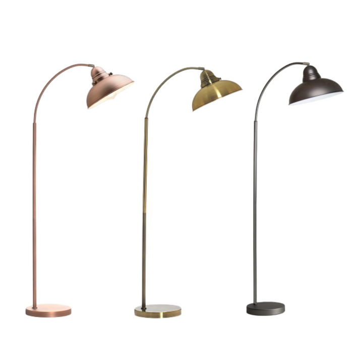 Manor Metal Floor Lamp - Weathered Brass/Antique Chrome/Antique Copper