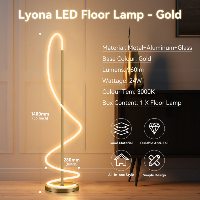 Lyona LED Floor Lamp - Gold