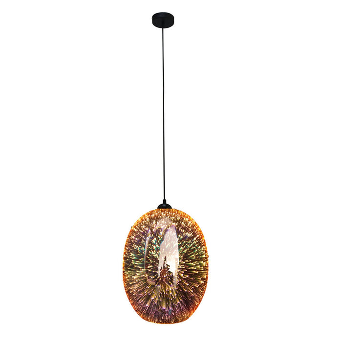 Moravian Glass Oval Pendant Light - Copper