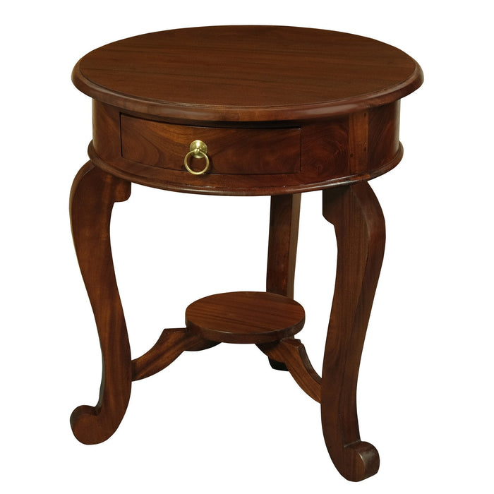 Round Cabriol Leg 1 Drawer Lamp Table